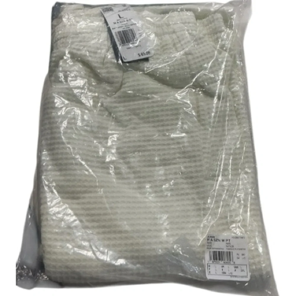 Adidas Men's ALL SZN Waffle Knit Sweatpants Off White Loose Fit Open Hem L New - Picture 7 of 8